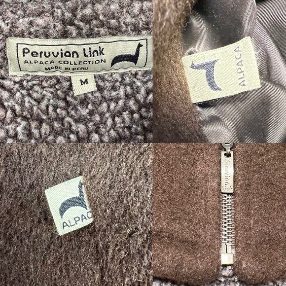 Peruvian Link Alpaca Wool Lined Zip Up Barn Jacket Coat Size M Sherpa Fleece - Picture 8 of 16